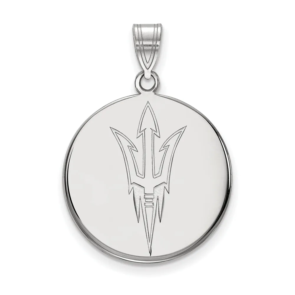 10k White Gold Arizona State Large Disc Logo Pendant