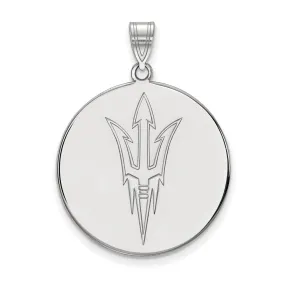 10k White Gold Arizona State XL Logo Disc Pendant