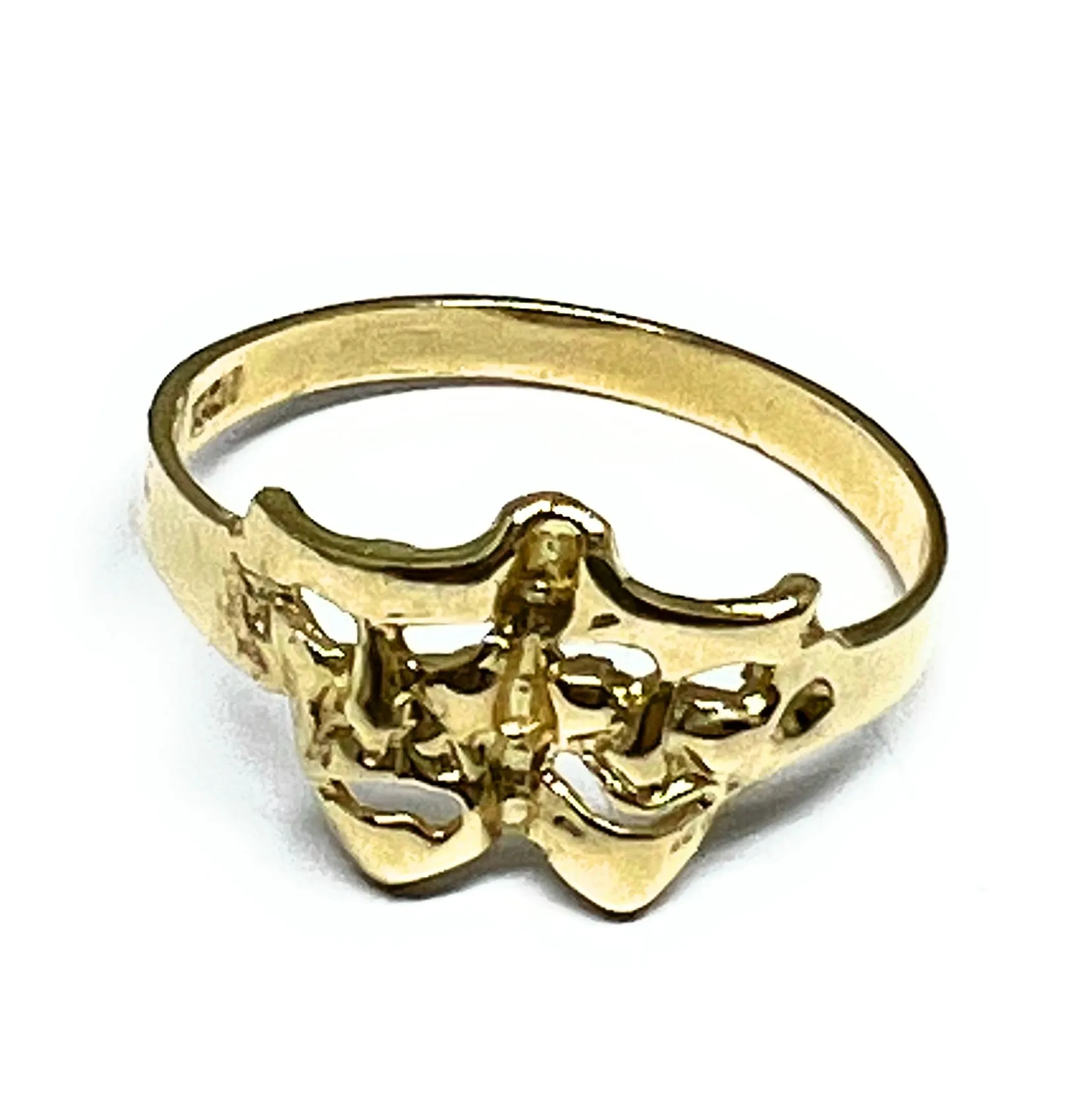 14k Solid Gold Drama (SMILE NOW CRY LATER) Faces Ring