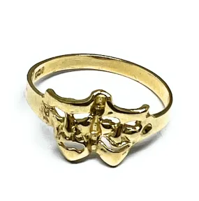 14k Solid Gold Drama (SMILE NOW CRY LATER) Faces Ring