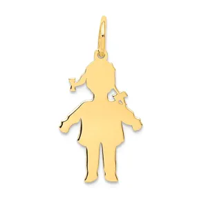 14K Yellow Gold Girl's Silhouette Charm Engravable Pendant