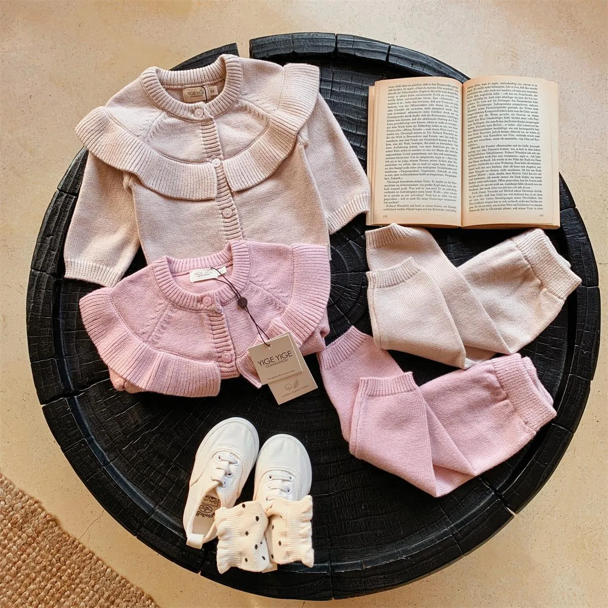 2 Pieces Set Baby Girls Solid Color Cardigan And Pants Wholesale 231019219