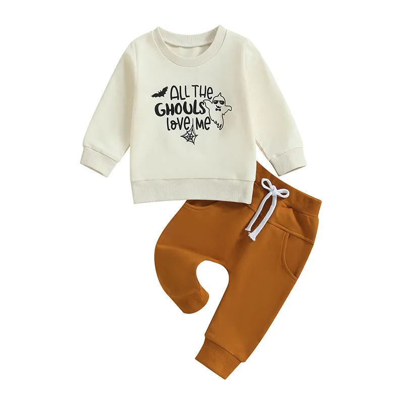 2 Pieces Set Baby Kid Boys Letters Tops And Solid Color Pants Wholesale 231130121