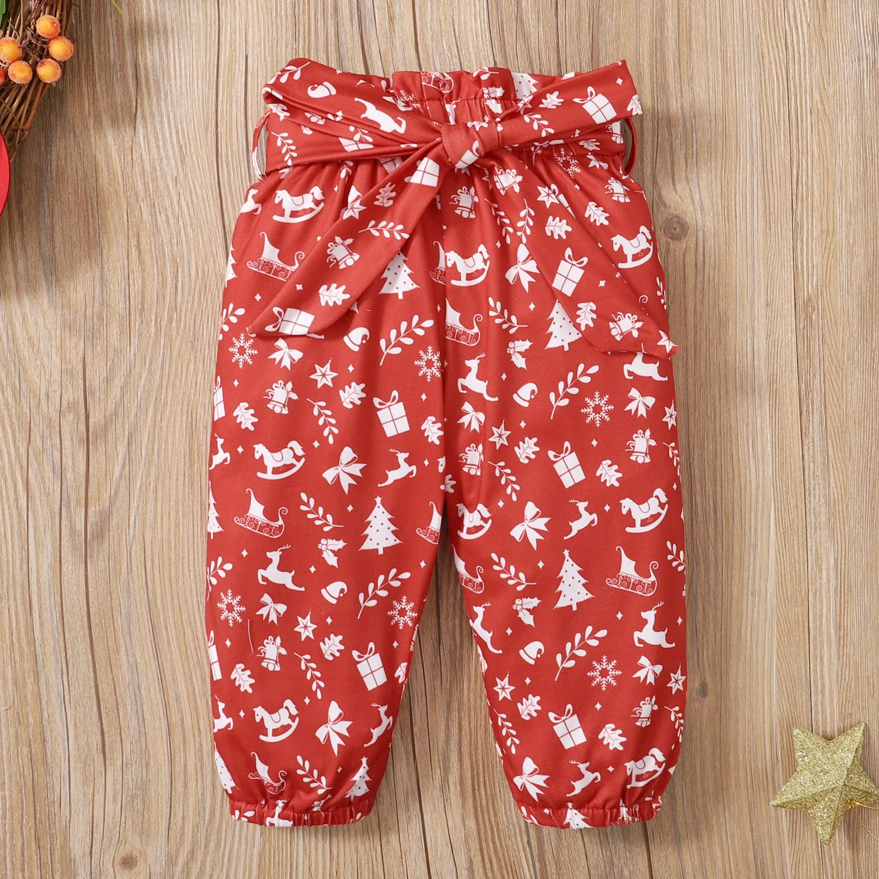 2 Pieces Set Baby Kid Girls Christmas Letters Print Rompers And Cartoon Pants Wholesale 23101515