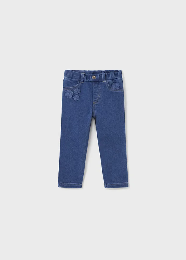 2525- Long knit denim pant for baby girl - Medium