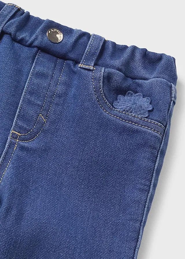 2525- Long knit denim pant for baby girl - Medium