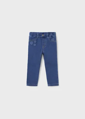 2525- Long knit denim pant for baby girl - Medium