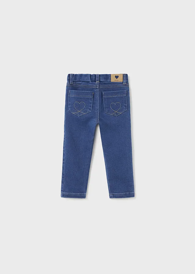 2525- Long knit denim pant for baby girl - Medium