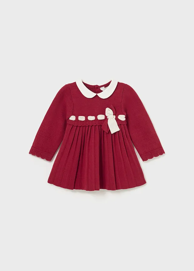 2838- Knit dress for newborn girl - Cherry