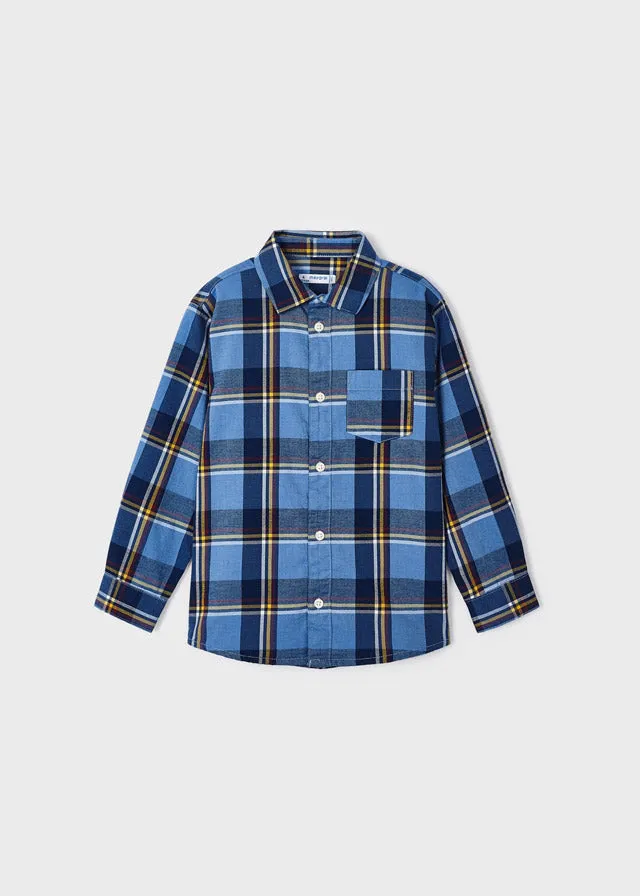 4111- L/s checked shirt for boy - Sky