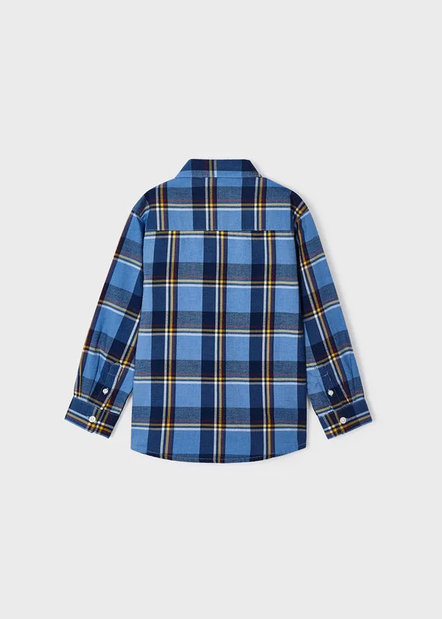 4111- L/s checked shirt for boy - Sky