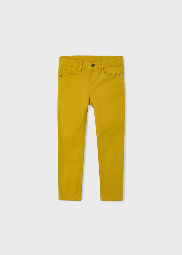 517- 5 pocket slim fit basic pant for boy - Mustard