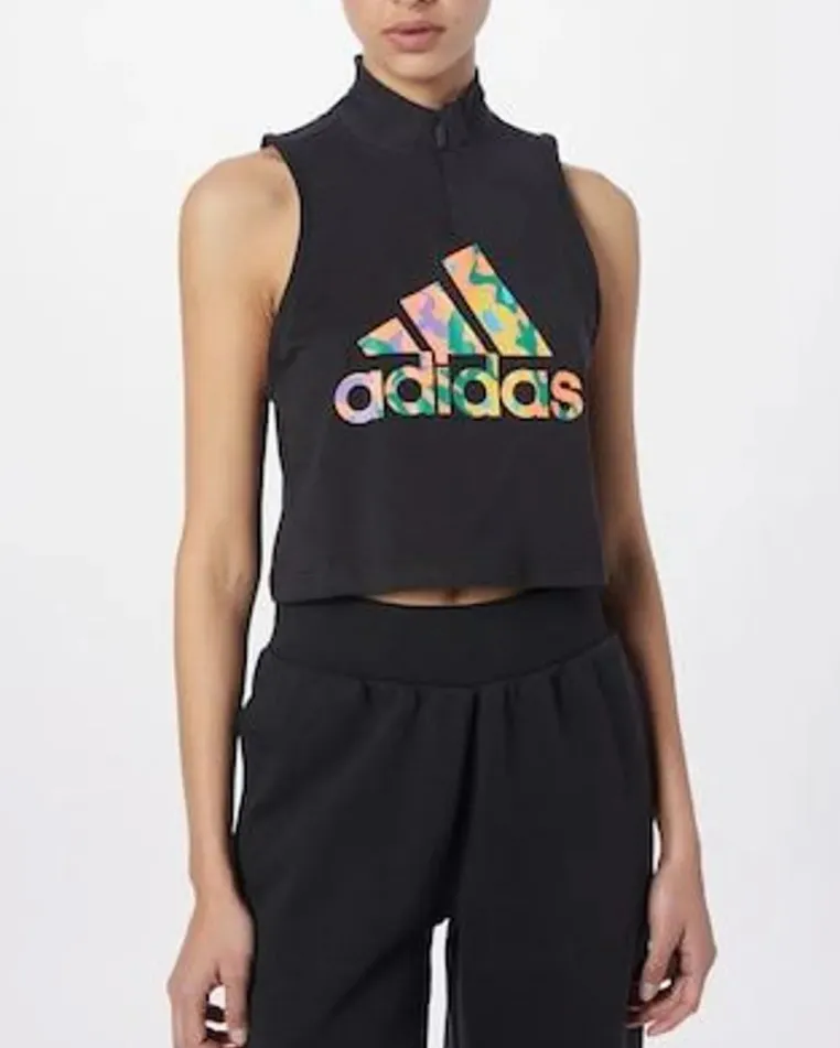 adidas  |Plain High-Neck Logo Tanks & Camisoles