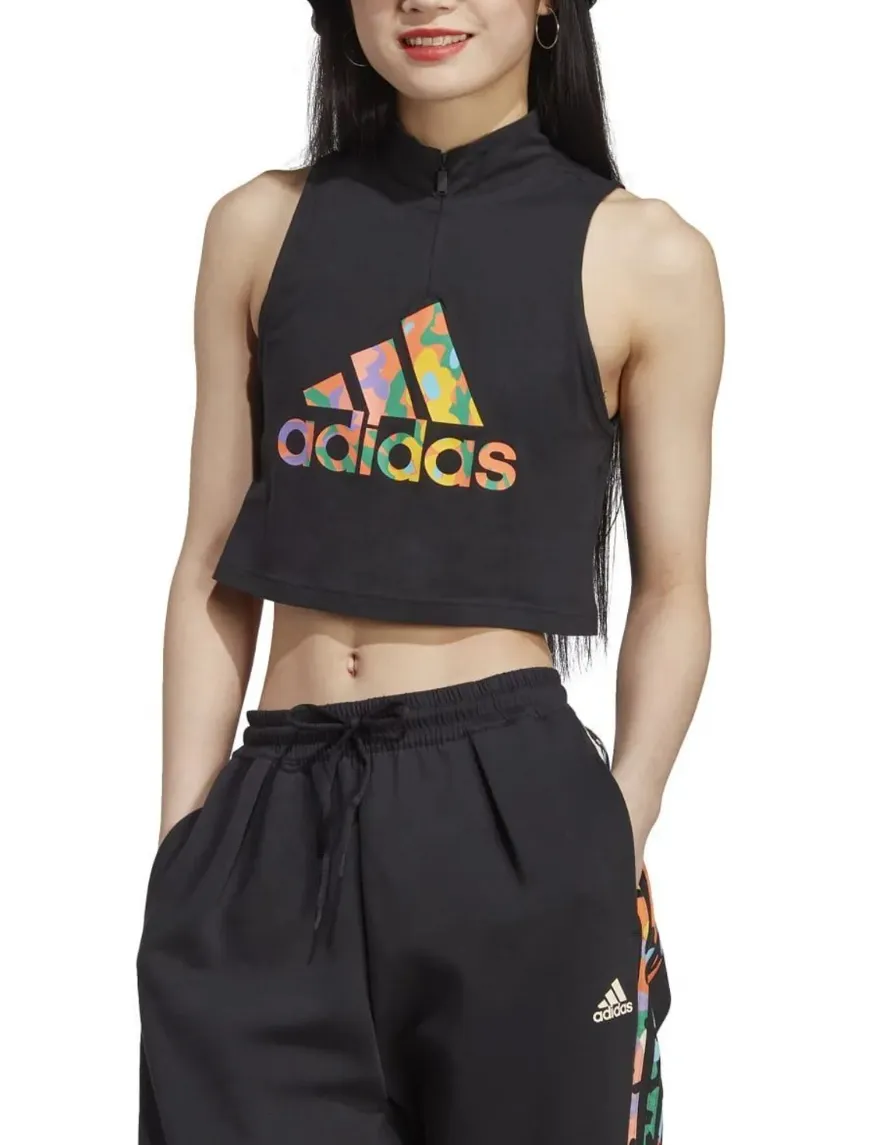 adidas  |Plain High-Neck Logo Tanks & Camisoles