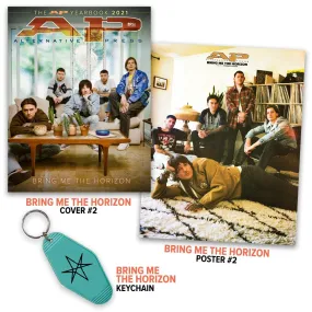 ALTERNATIVE PRESS DECEMBER 2021 ISSUE VERSION 2 FEATURING BRING ME THE HORIZON POSTER, & KEYCHAIN BUNDLE