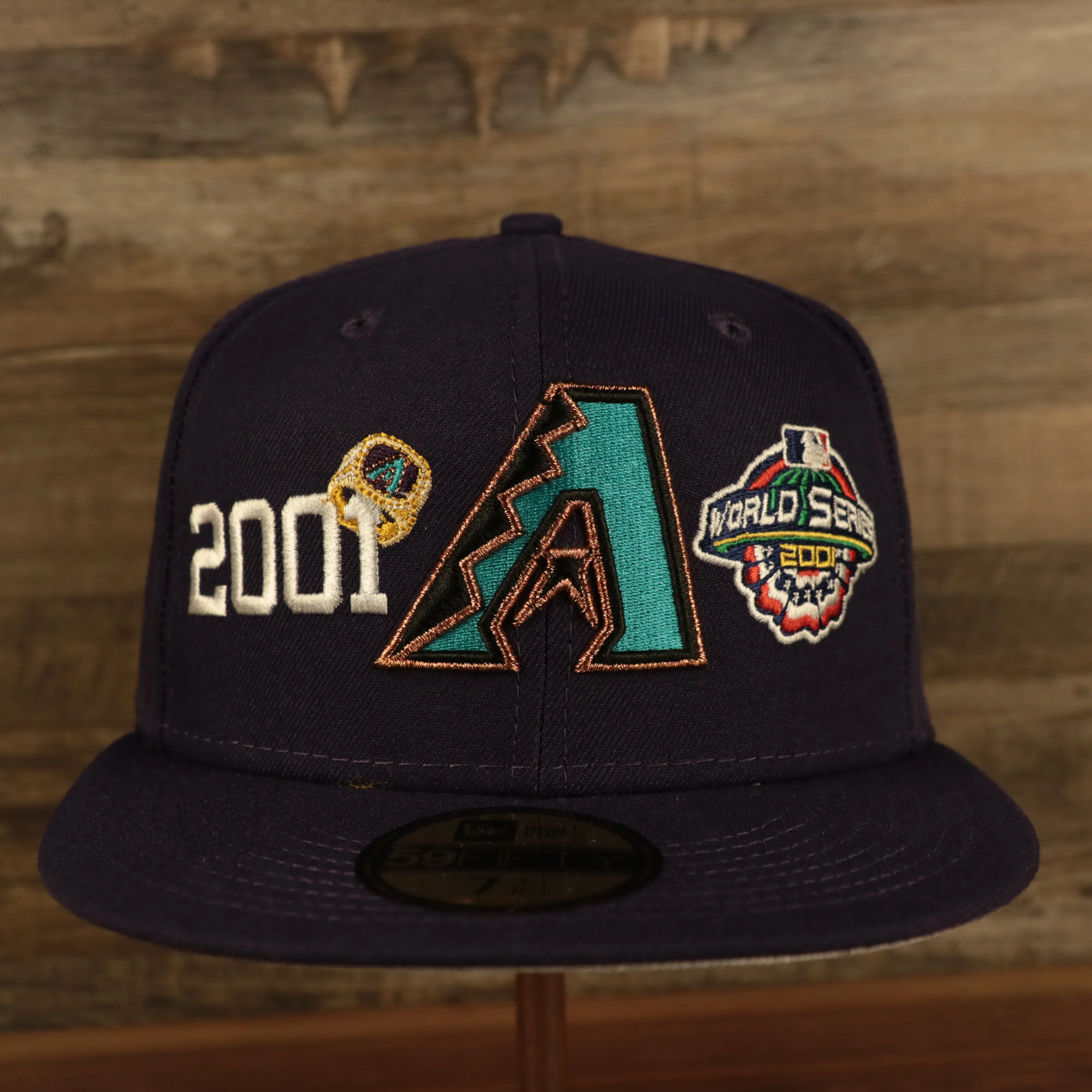 Arizona Diamondbacks Cooperstown Championship Rings All Over Side Patch Gray Bottom 59FIFTY Fitted Cap