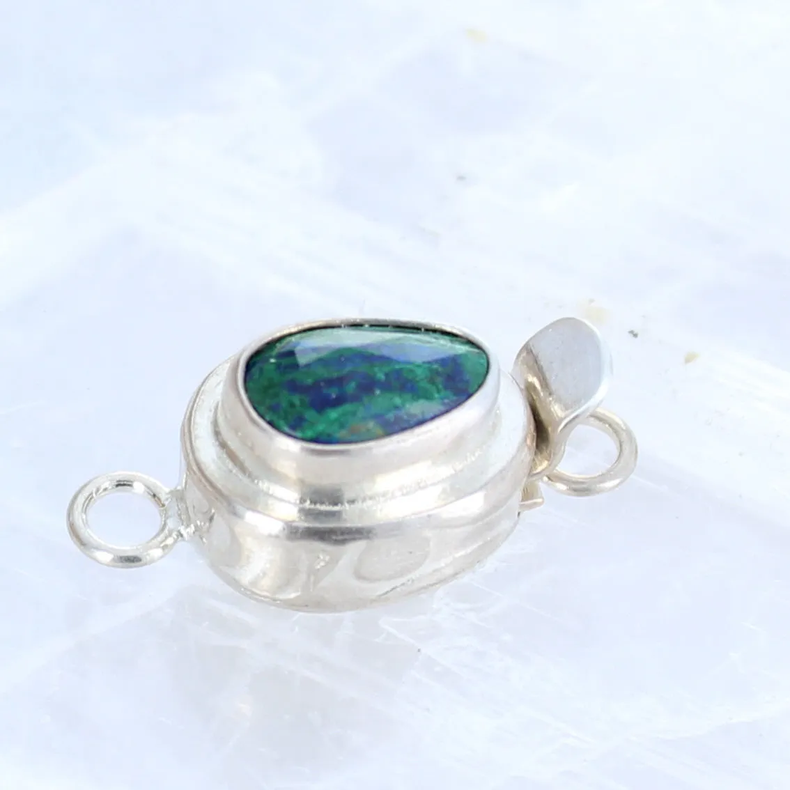 Azurite Malacite Clasp Sterling 8x10mm Free Form Shape