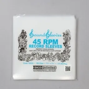 BAGS UNLIMITED - 7 45 RPM RECORD OUTER SLEEVE - 100 COUNT