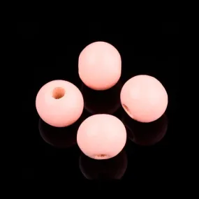 Beads, Wood, Natural, Round, Painted, Light Pink, 10mm