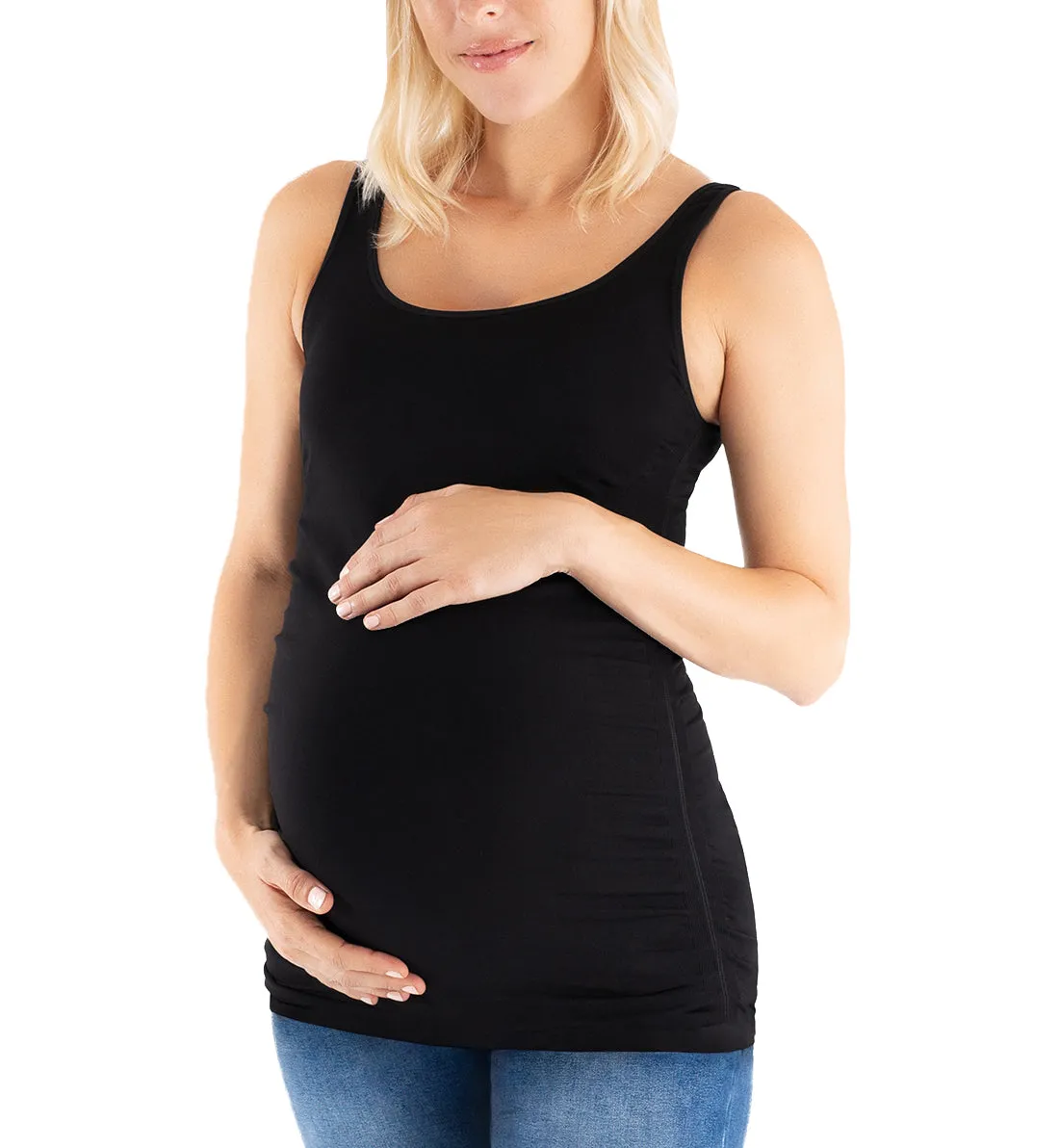 Belly Bandit BEFORE DURING & AFTER Seamless Maternity Tank (BDAMATNK) - Black