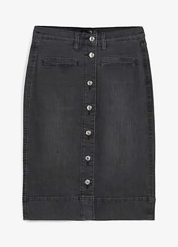 bonprix Button Denim Skirt | Grattan