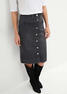 bonprix Button Denim Skirt | Grattan