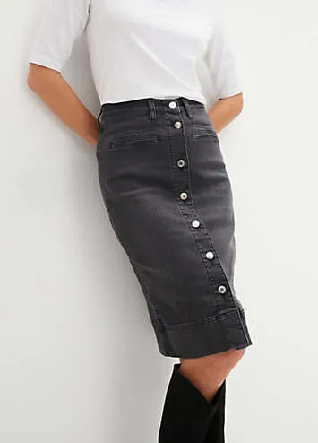 bonprix Button Denim Skirt | Grattan