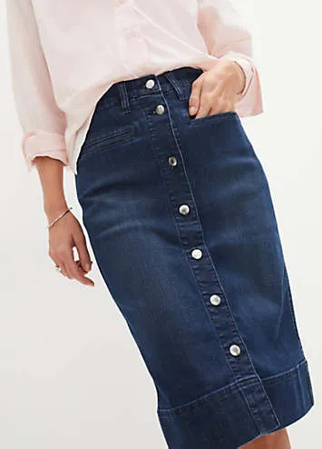 Button Denim Skirt by bonprix | Look Again