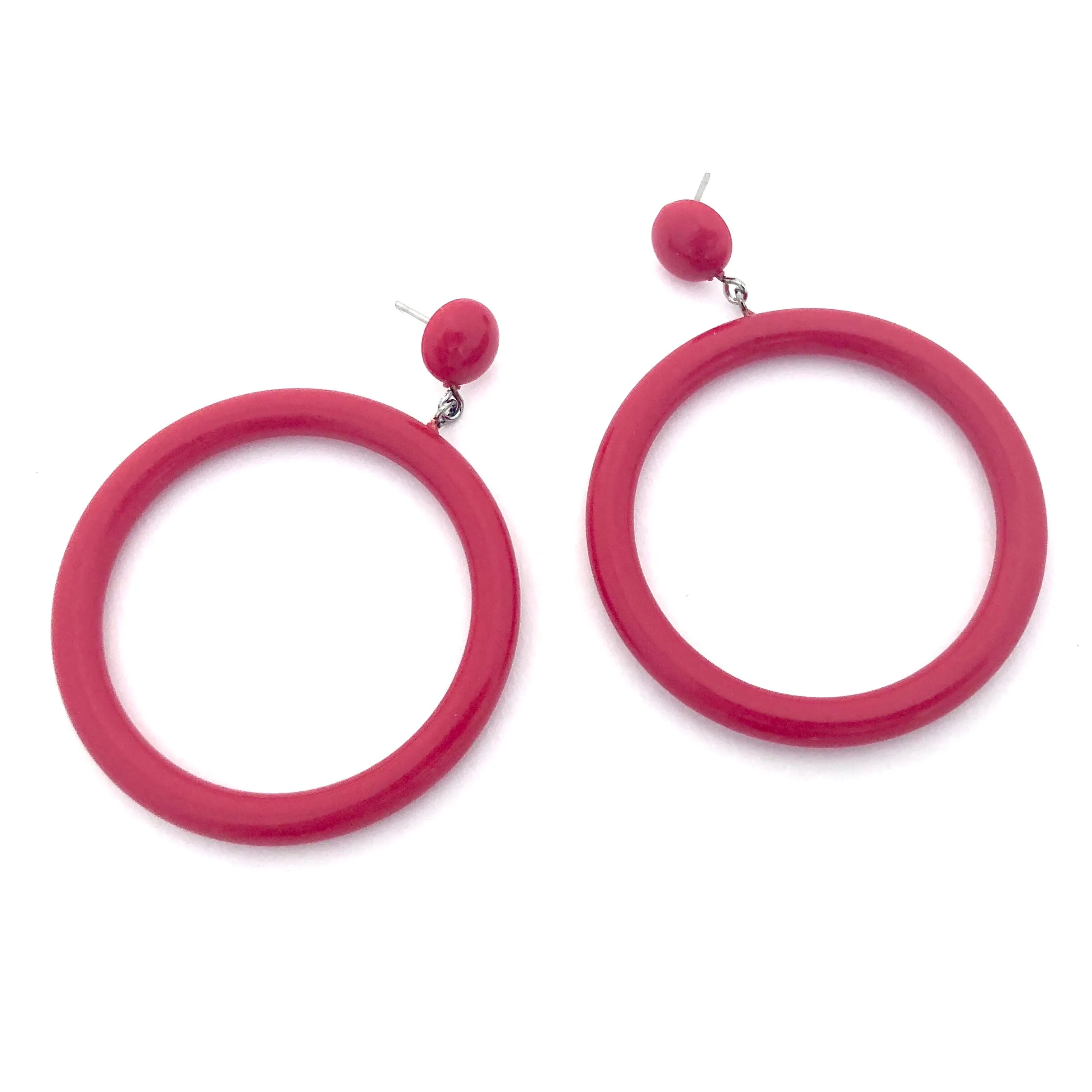 Cherry Red Go Go Hoop Donut Drop Earrings