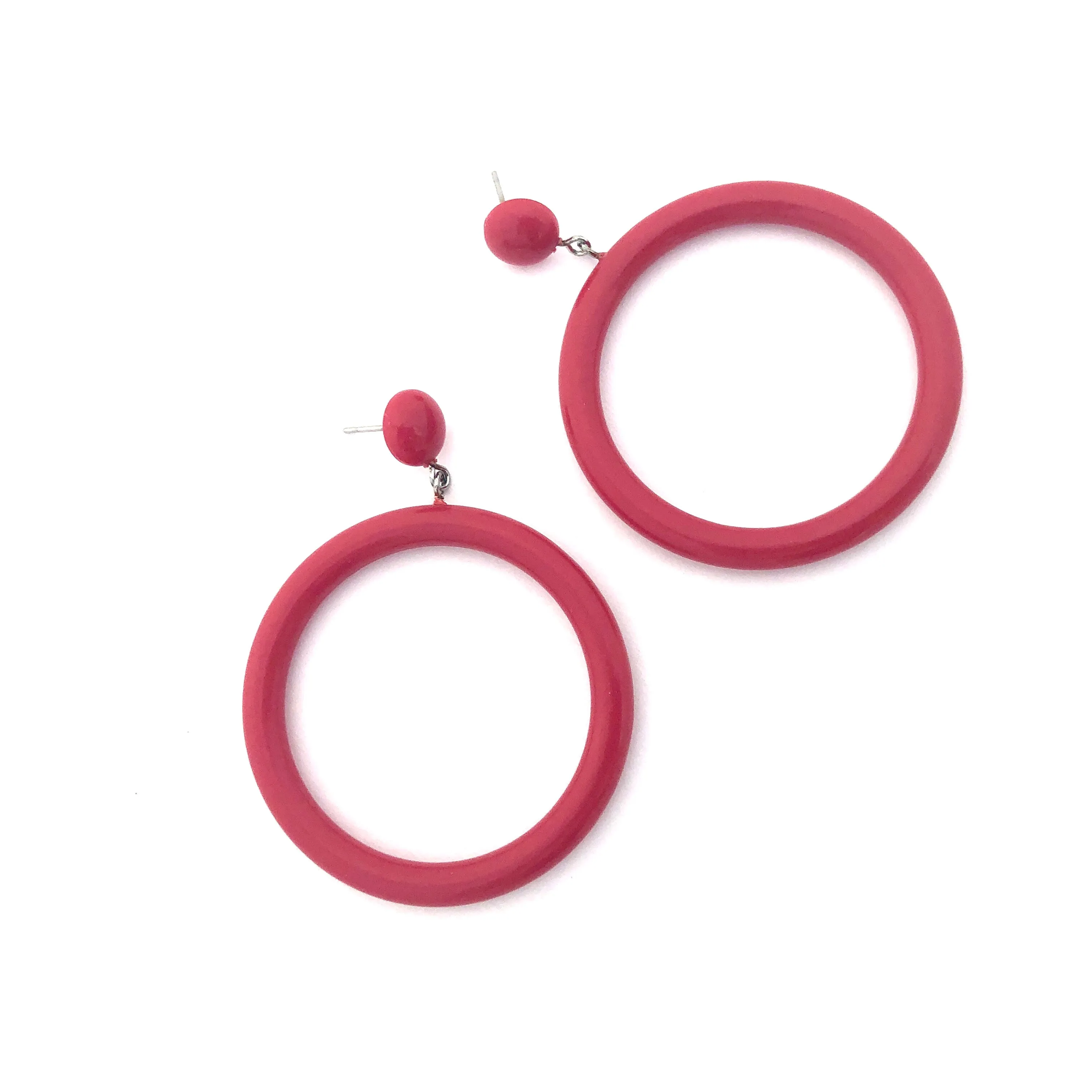 Cherry Red Go Go Hoop Donut Drop Earrings