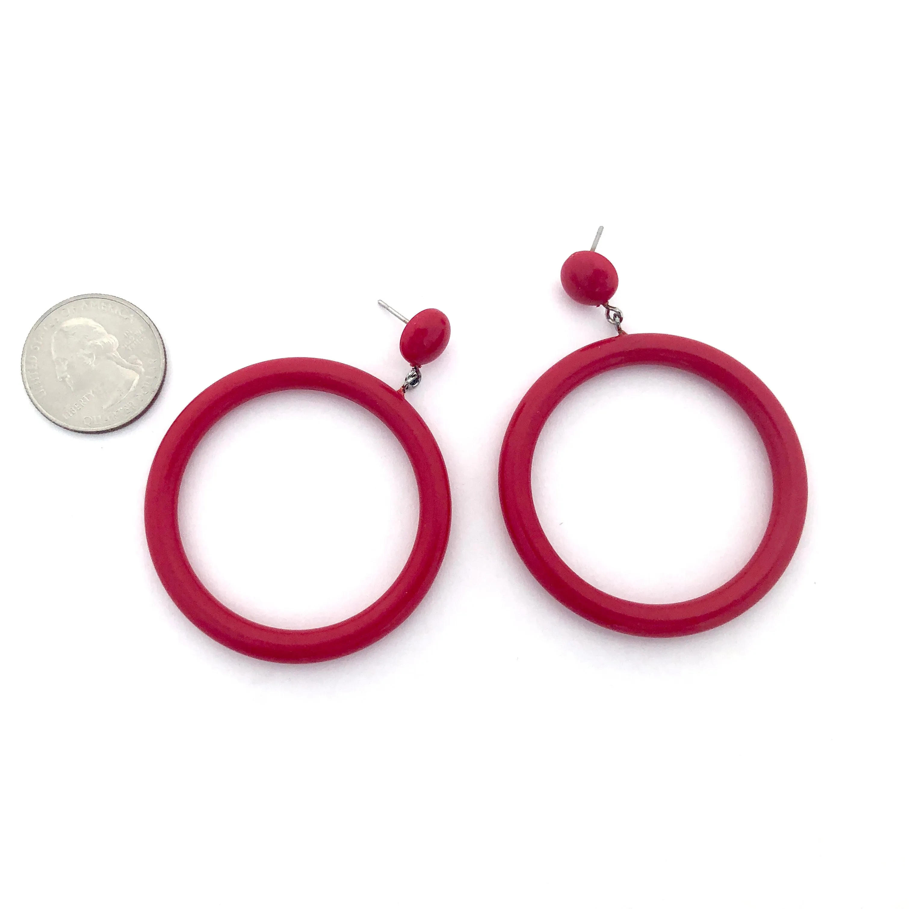 Cherry Red Go Go Hoop Donut Drop Earrings