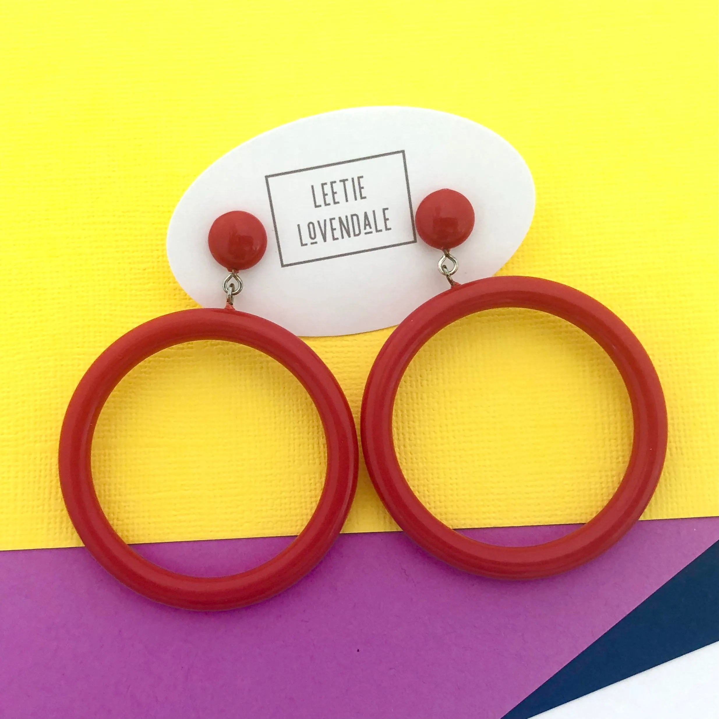 Cherry Red Go Go Hoop Donut Drop Earrings