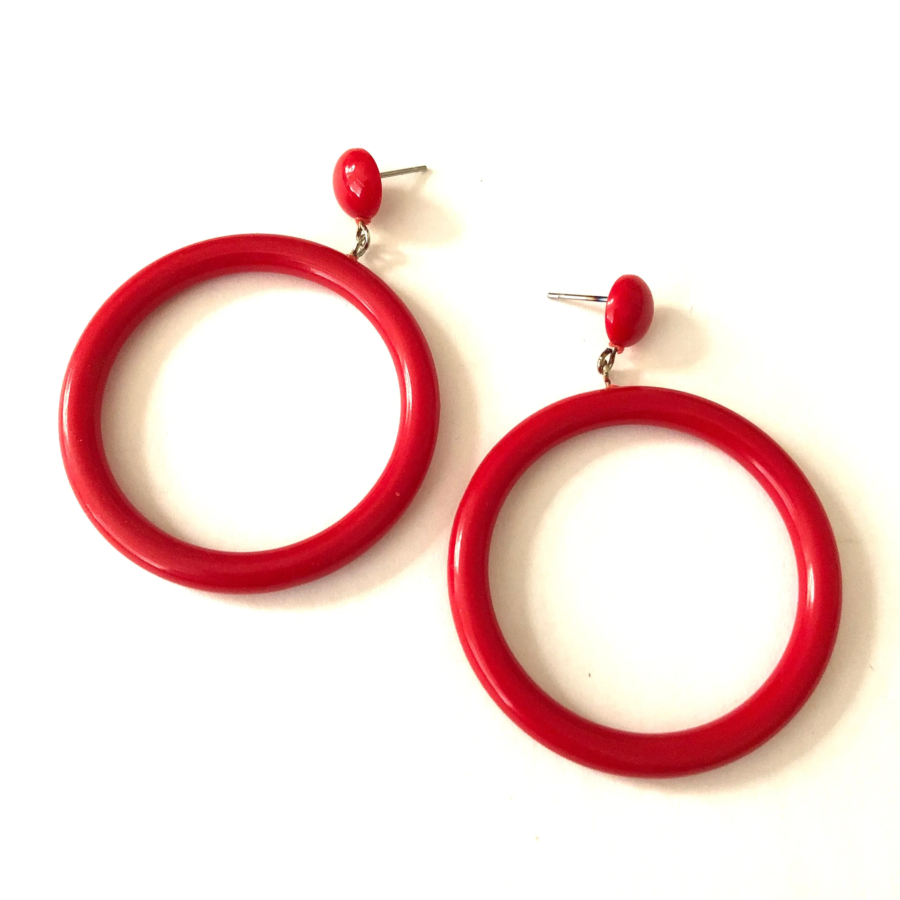 Cherry Red Go Go Hoop Donut Drop Earrings