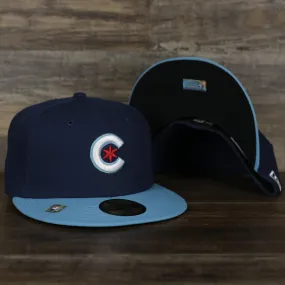 Chicago Cubs MLB City Connect 2021 On-Field 59Fifty Black Bottom Fitted Hat | Navy Blue