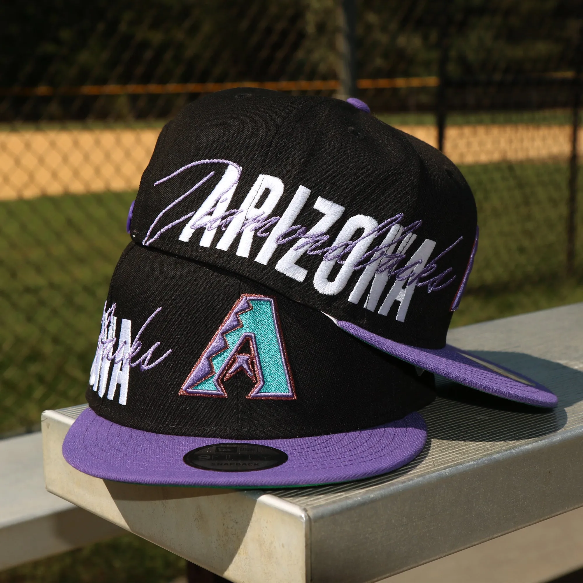 Cooperstown Arizona Diamondbacks MLB Side Font Green Bottom 9Fifty Snapback Cap | Black Snap Cap