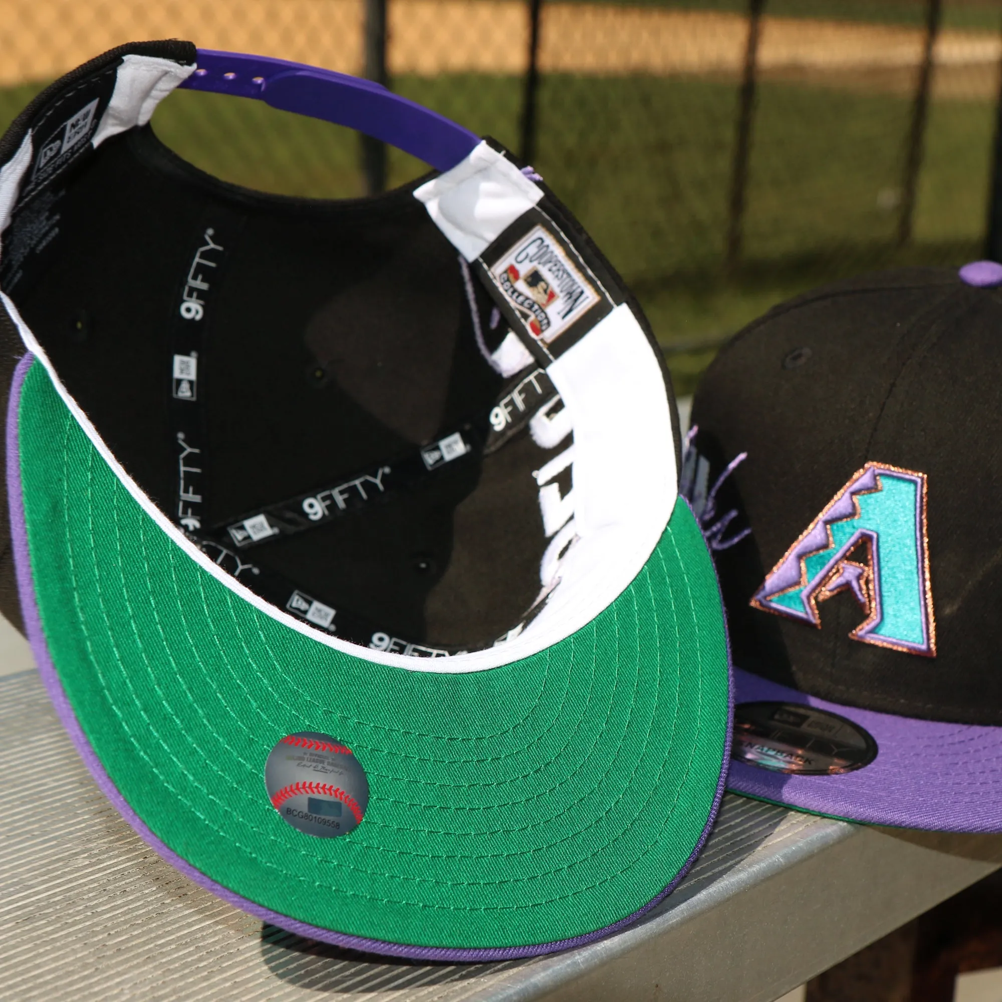 Cooperstown Arizona Diamondbacks MLB Side Font Green Bottom 9Fifty Snapback Cap | Black Snap Cap