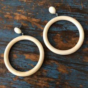 Cream Go Go Hoop Donut Drop Earrings