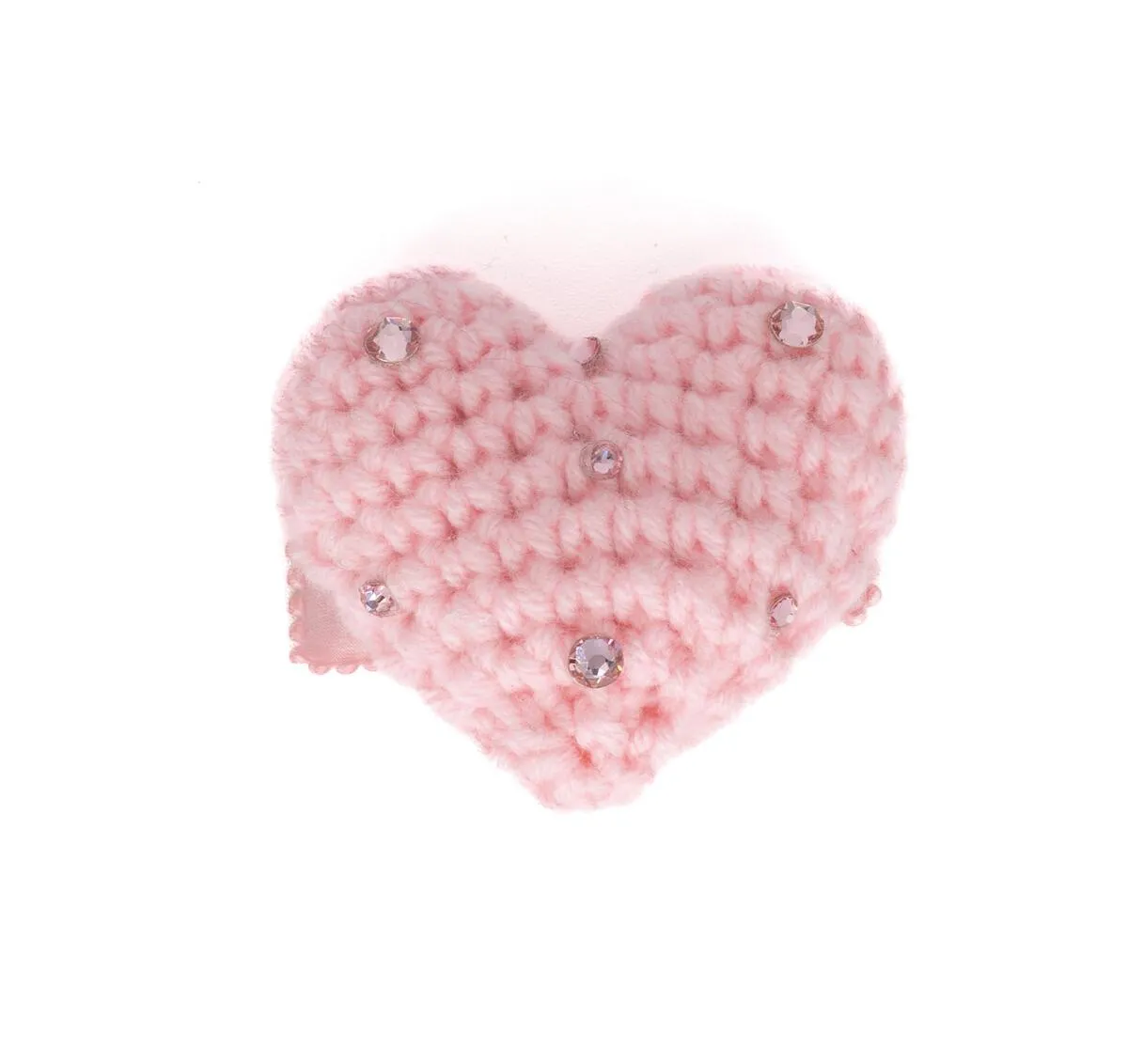 Crystallized Light Pink Crochet Heart Clip