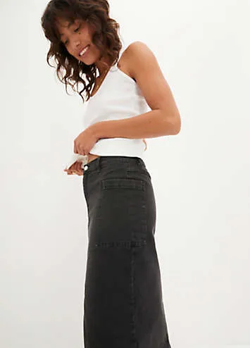 Denim Midi Skirt by bonprix | Look Again