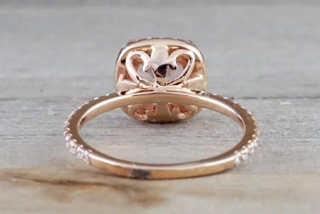 Diamond Cushion Halo Morganite Ring