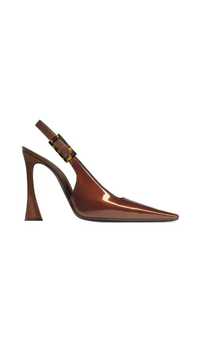 Dune Slingback Pumps in Patent Leather - Wood