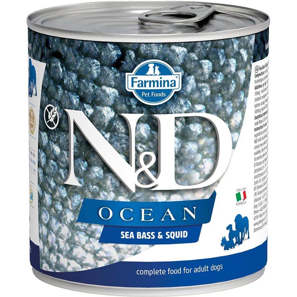 Farmina Natural & Delicious Ocean Sea Bass & Squid Canned Dog Food