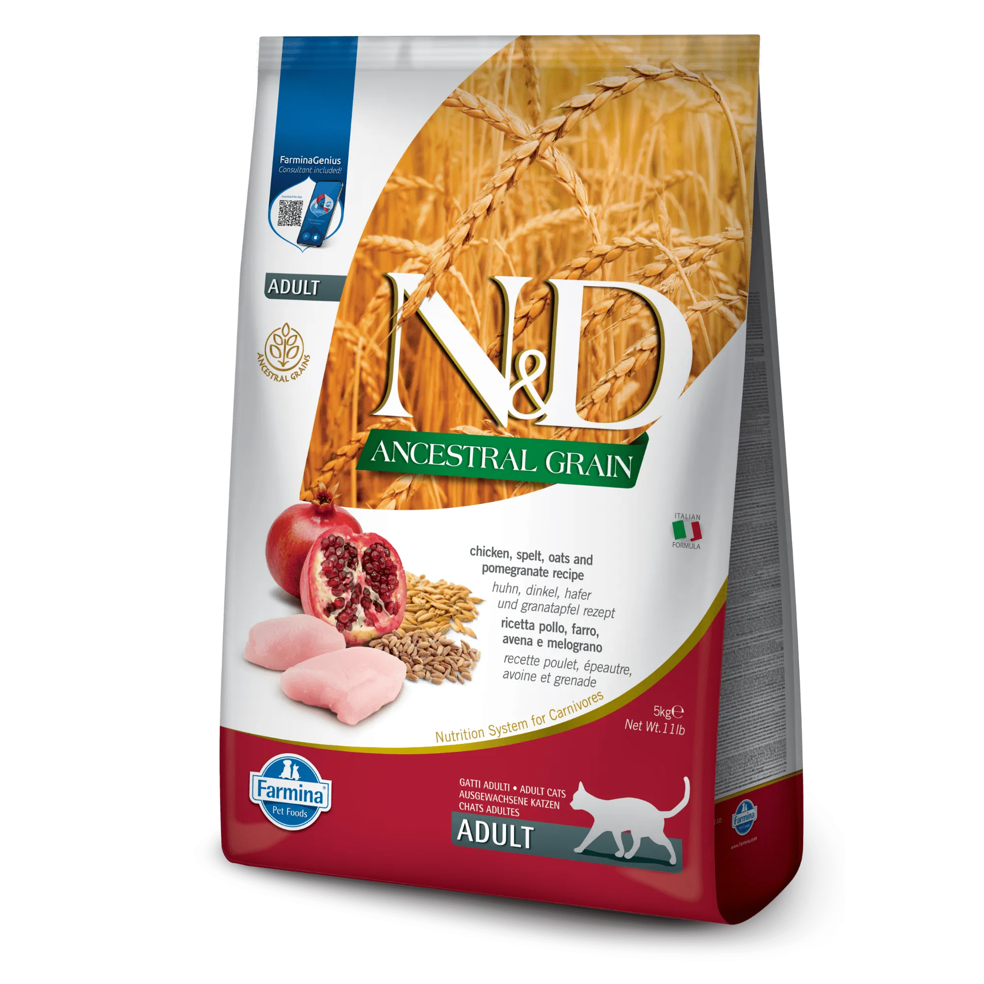 Farmina N&D Ancestral Grain Chicken & Pomegranate Adult Dry Cat Food