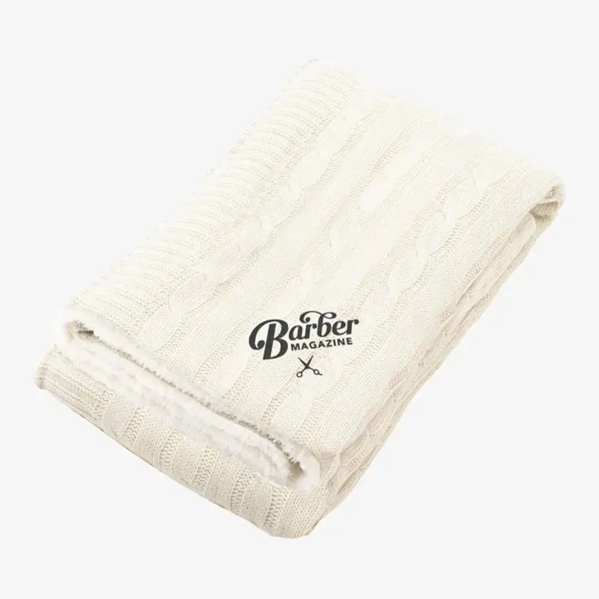 Field & Co Cable Knit Sherpa Blanket, Cream