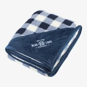 Field & Co Double Sided Plaid Sherpa Blanket 1081-52 White/Blue