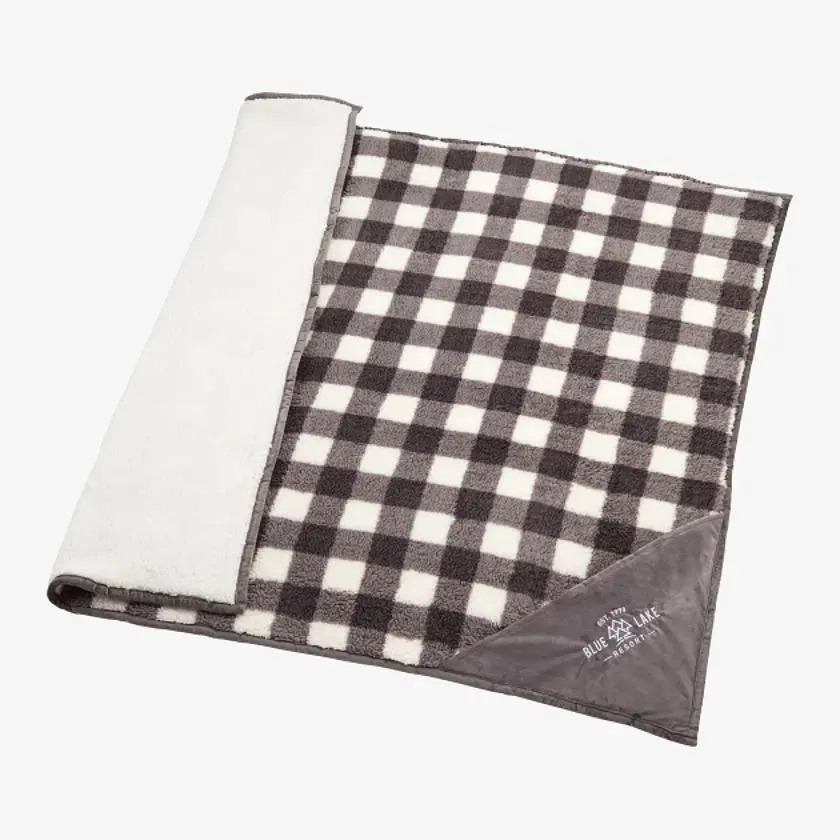 Field & Co Double Sided Plaid Sherpa Blanket 1081-52 White/Grey