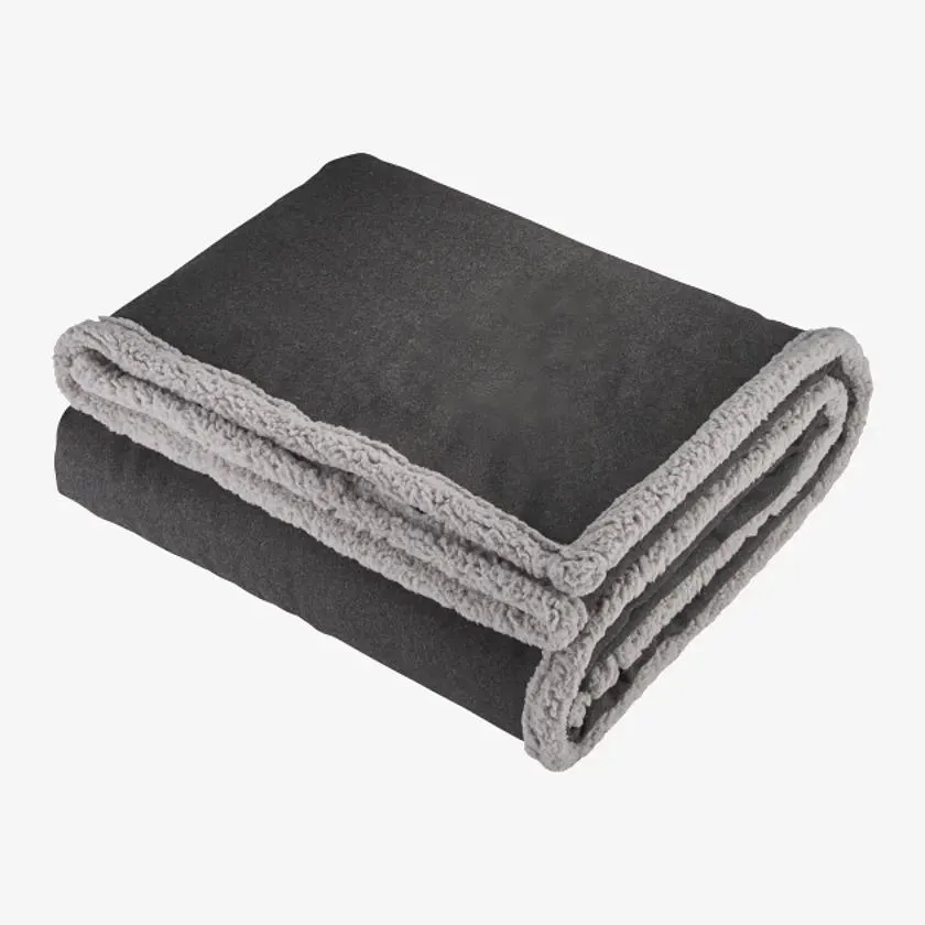 Field & Co Oversized Wool Sherpa Blanket 1080-67 Charcoal