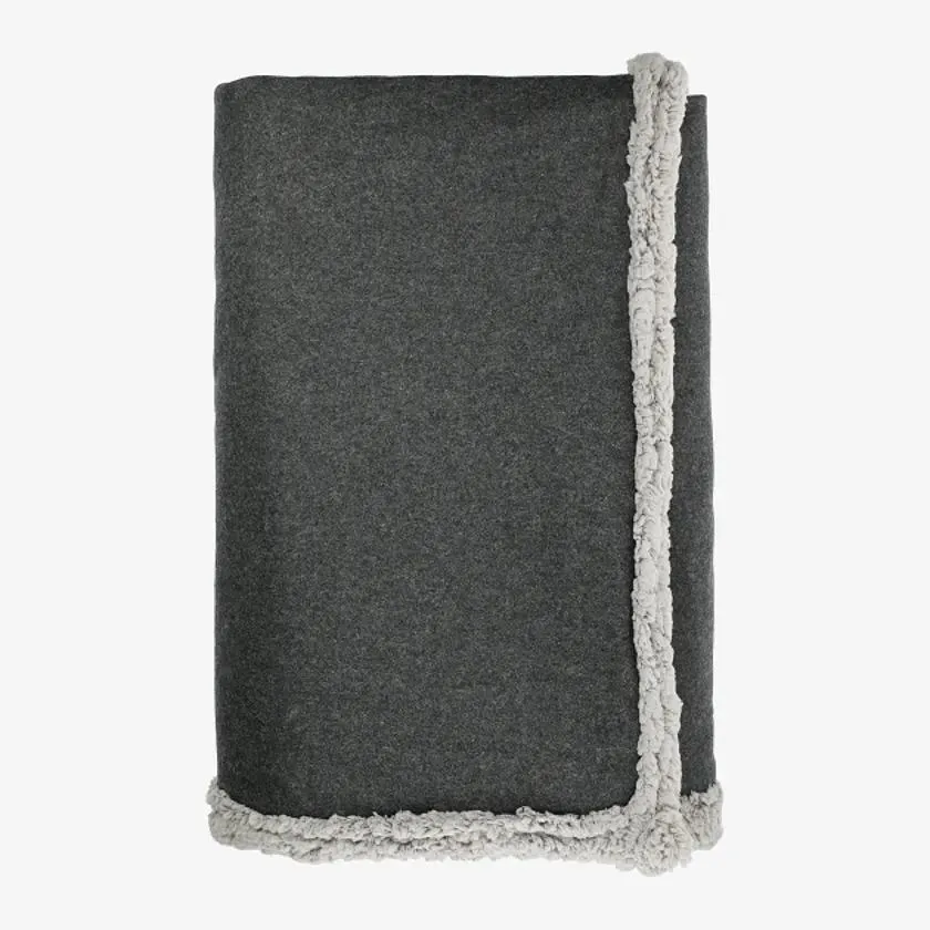 Field & Co Oversized Wool Sherpa Blanket 1080-67 Charcoal