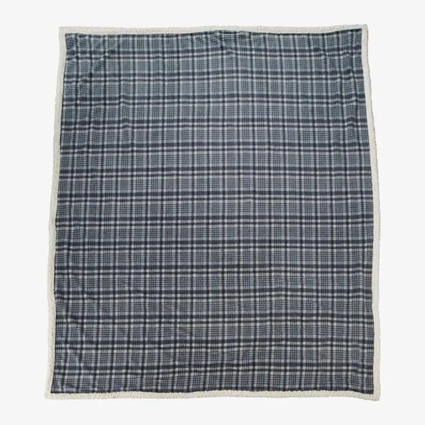 Field & Co Plaid Sherpa Blanket 7950-60 Gray