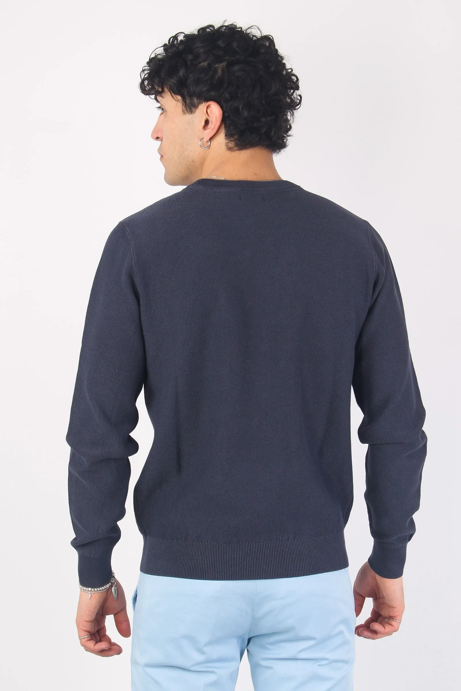 Girocollo Punto Riso Navy Blue